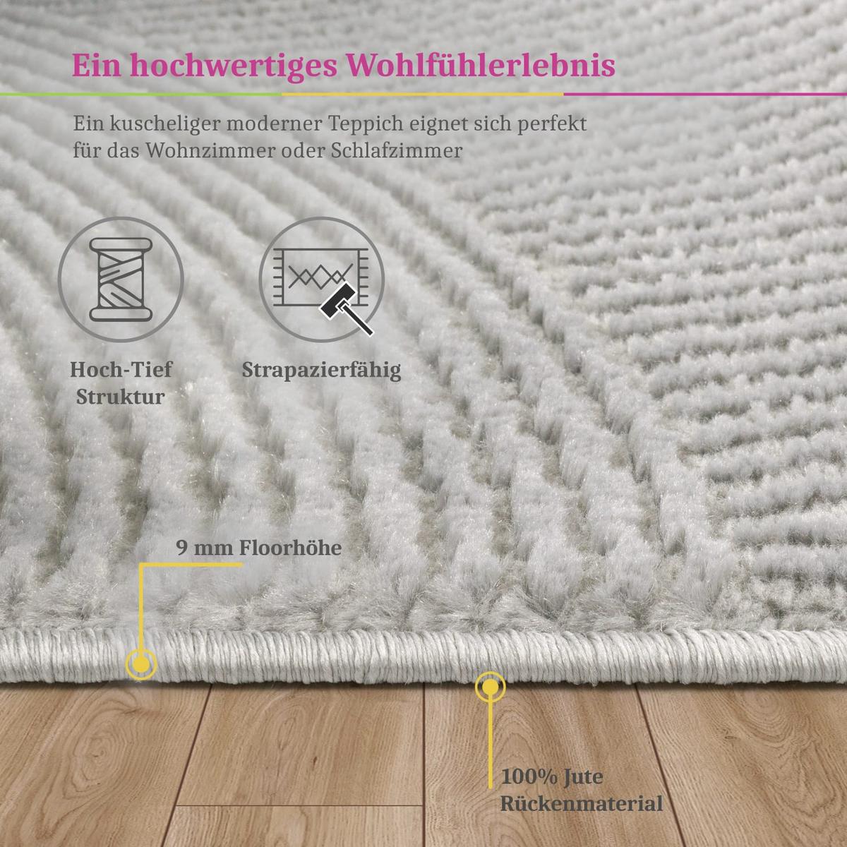 KURZFLORTEPPICH, abstrakt, Florhöhe 9 mm, Anthrazit, 120 x 160 cm - Anthrazit, Textil (160/120cm) - KADIMA DESIGN