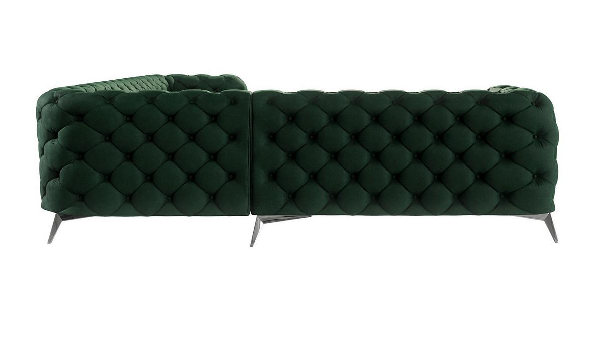 ECKSOFA Chesterfield Laura Flasche Grün Samt - Smaragdgrün/Silberfarben, Holz/Textil (323/264cm) - S-Style Möbel