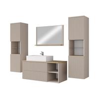 BADMÖBEL-SET Kertos Rillen III - Sandfarben, Holzwerkstoff (100/57/45cm) - MIRJAN24