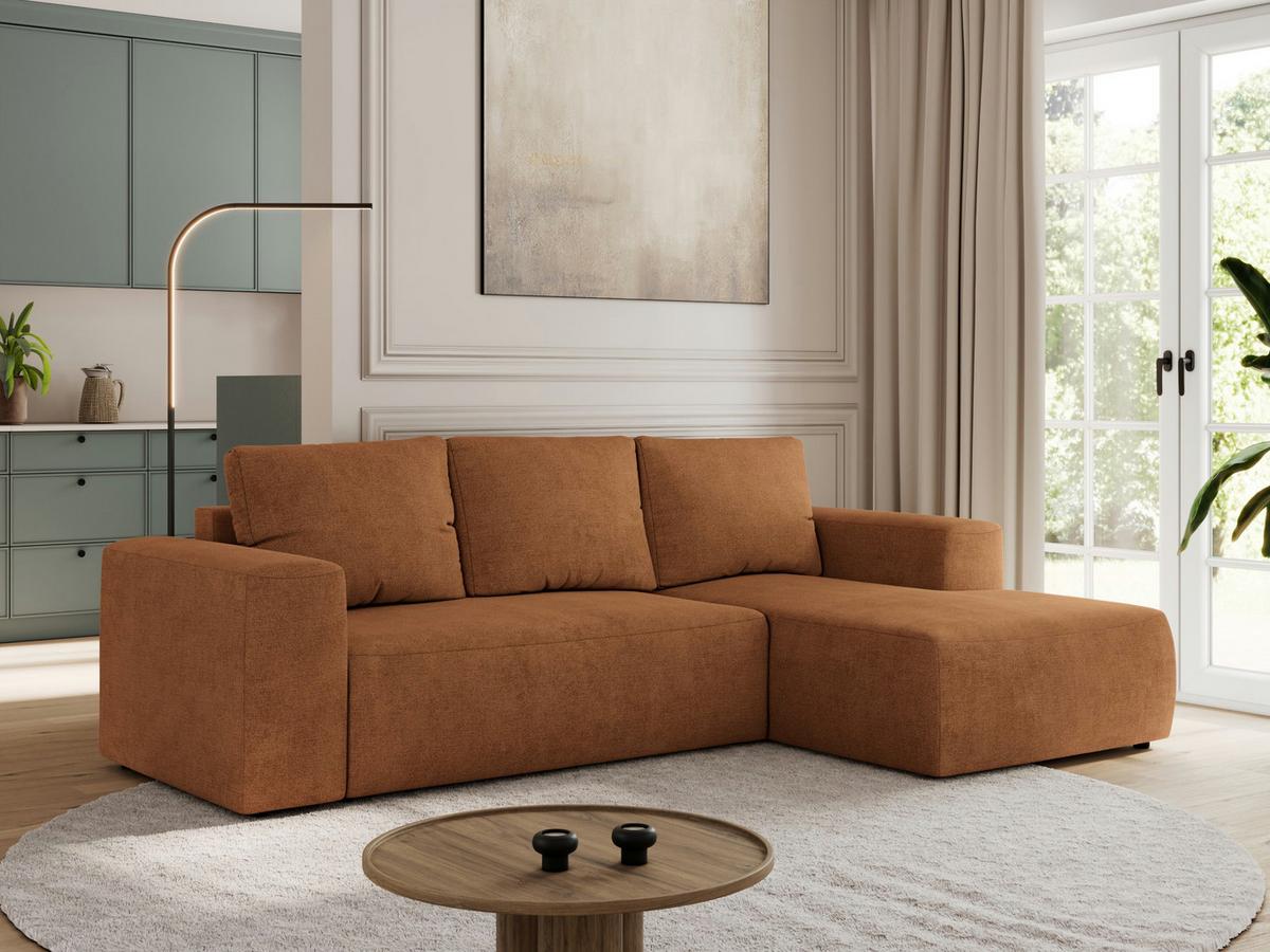 ECKSOFA TRENTINO L Orange Stukture - Rechts - Schwarz/Orange, Kunststoff/Textil (164/266cm) - MKS