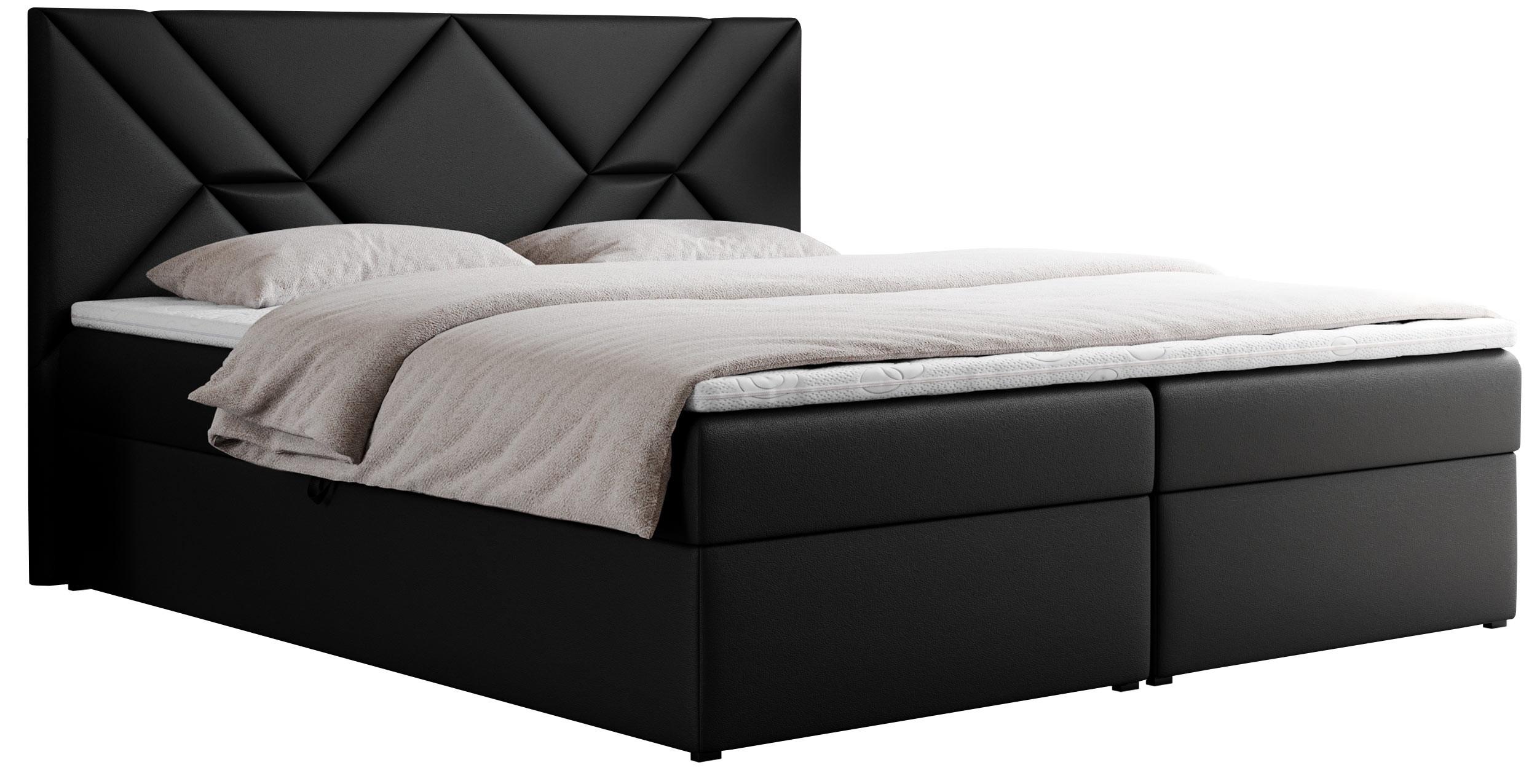 BOXBETT NEOMI 160/200 - Schwarz Kunstleder - H4 - Visco - Schwarz, Holz/Textil (160/200cm)