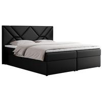 BOXBETT NEOMI 200/200 - Schwarz Kunstleder - H3 - Visco - Schwarz, Holz/Textil (200/200cm)