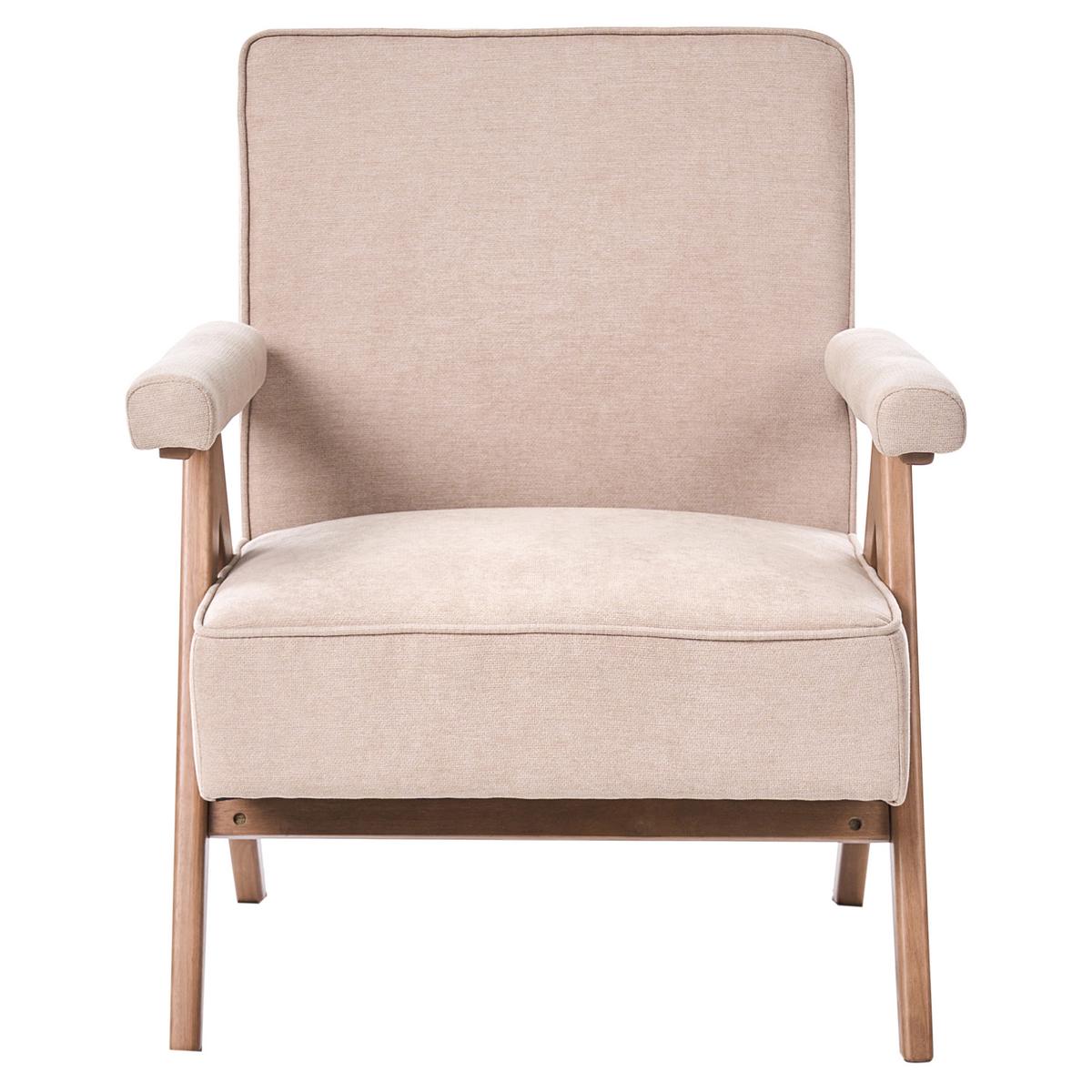 SESSEL Kunstleinen Beige Evje - Hellbraun, Textil (70/81/72cm) - Beliani