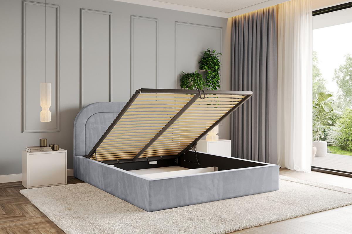 POLSTERBETT mit Bettkasten und Lattenrost, Boxbett ohne Matratze - LERAY 120x200 Hellgrau - Hellgrau, Holzwerkstoff/Textil (120/200cm) - ALTDECOR