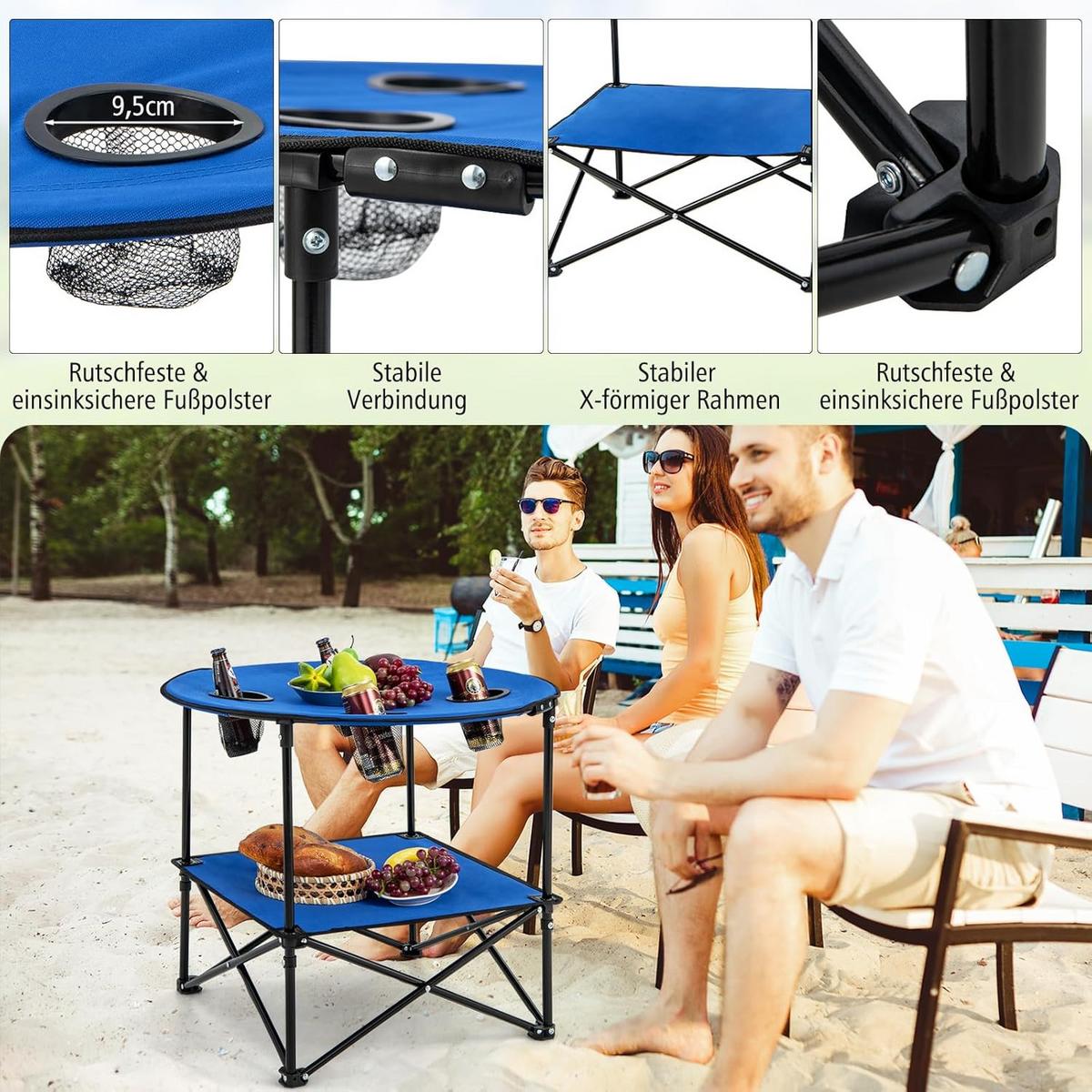 CAMPINGTISCH Blau - Blau, Textil (72/72/59cm) - COSTWAY