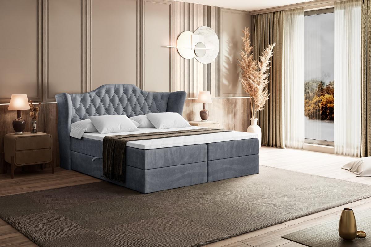 BOXBETT mit Matratze H4 und Lattenrost - VILA - 180x200 cm - H4 - Grau - Grau, Holzwerkstoff (180/200cm) - ALTDECOR