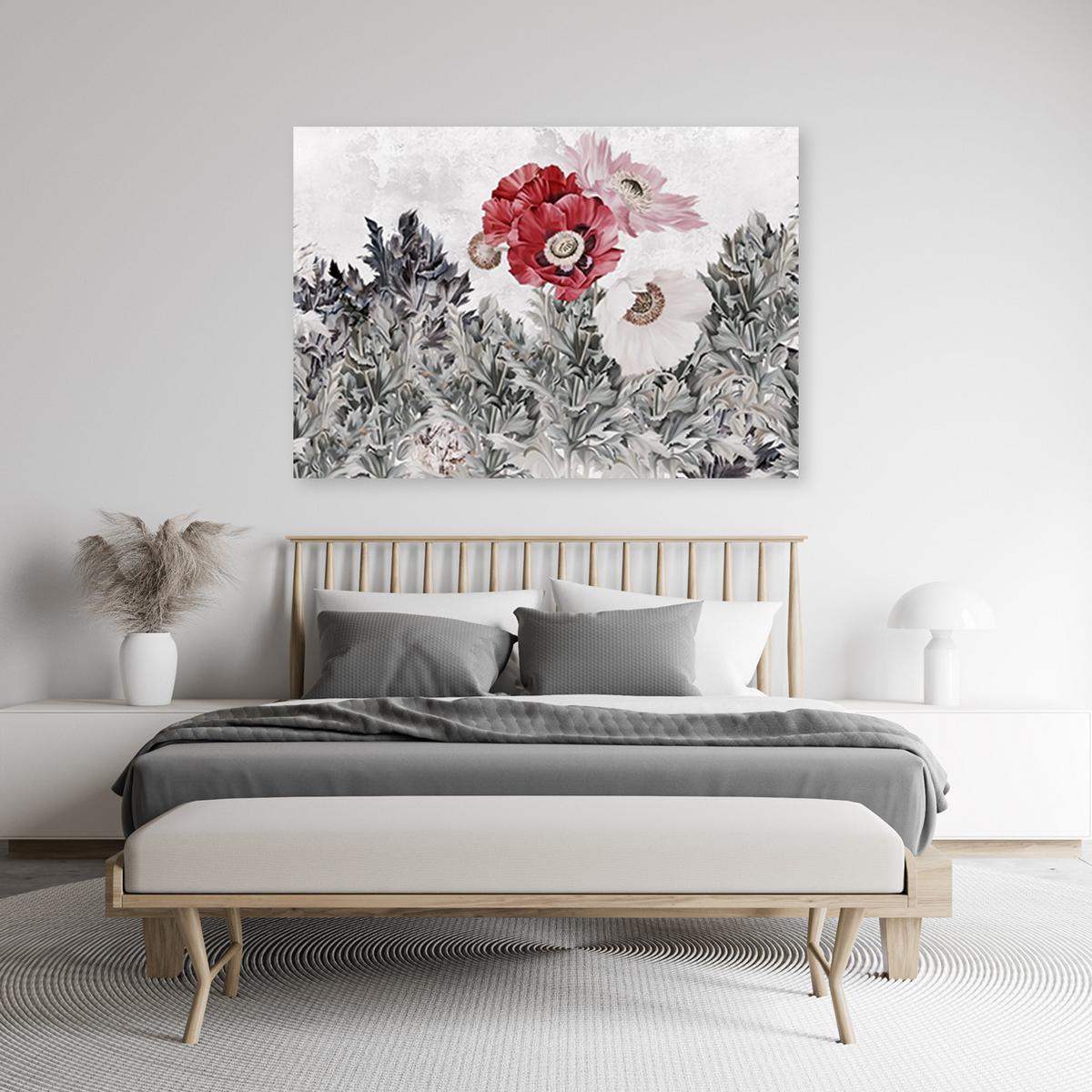 WANDBILD rote mohnblumen im garten - Rot, Textil (60/40cm) - Feeby
