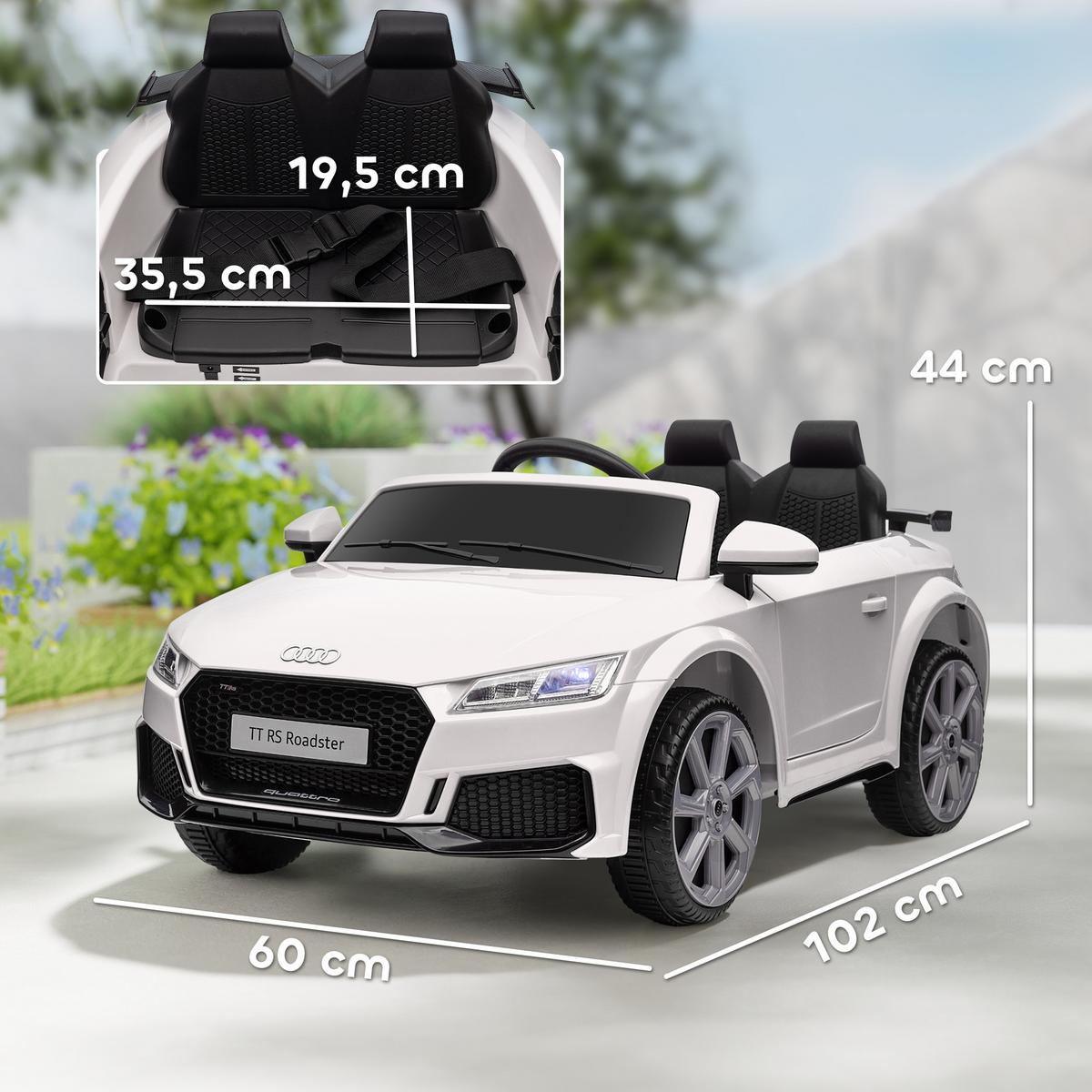 KINDER Elektroauto 12V Kinderauto mit 2,4G Fernbedienung, Musik, Weiß - Weiß, Metall (102/60/44cm) - HOMCOM