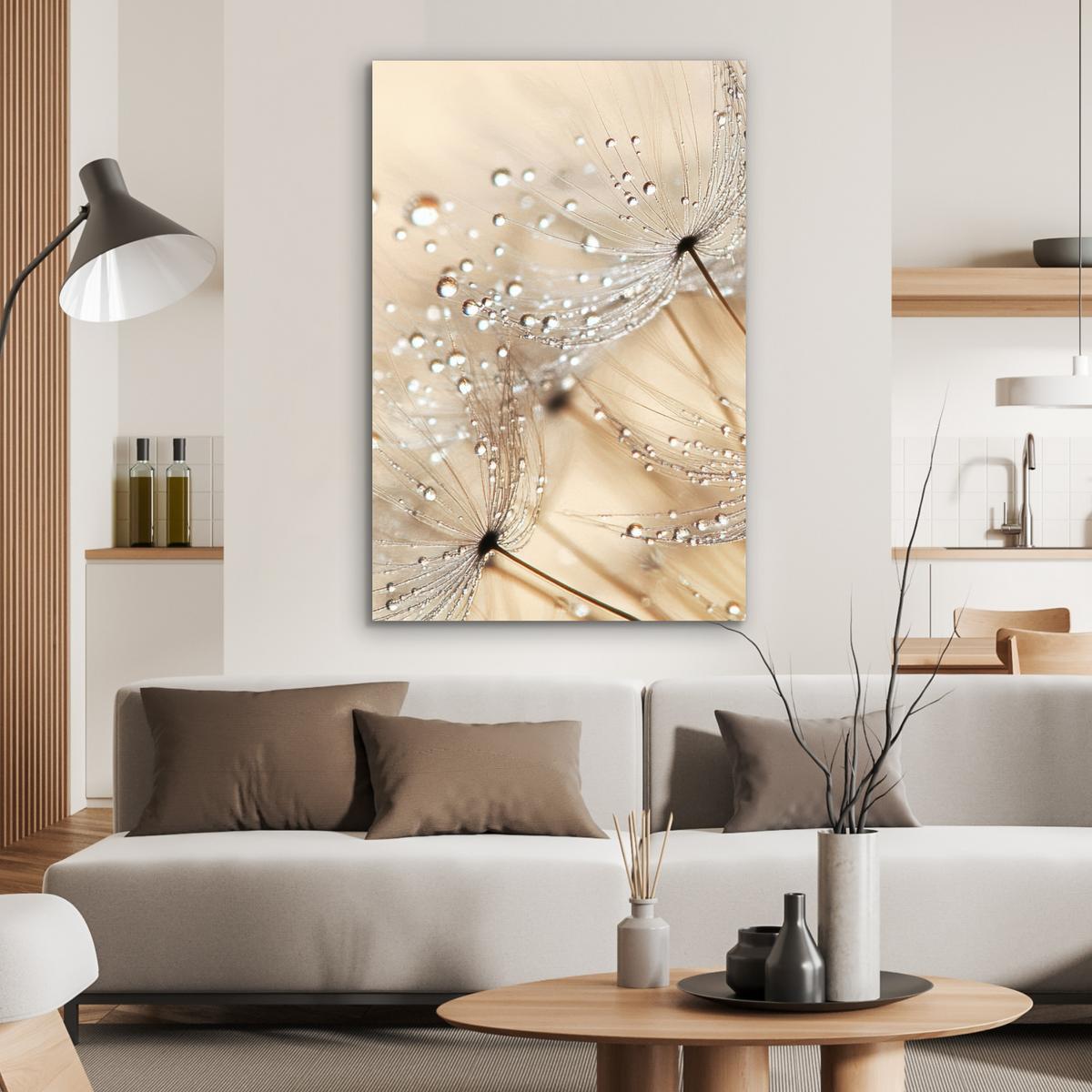 METALLBILD Löwenzahn - Abstrakt - Natur - Beige 80x120 cm - Braun, Metall (80/120cm) - MuchoWow