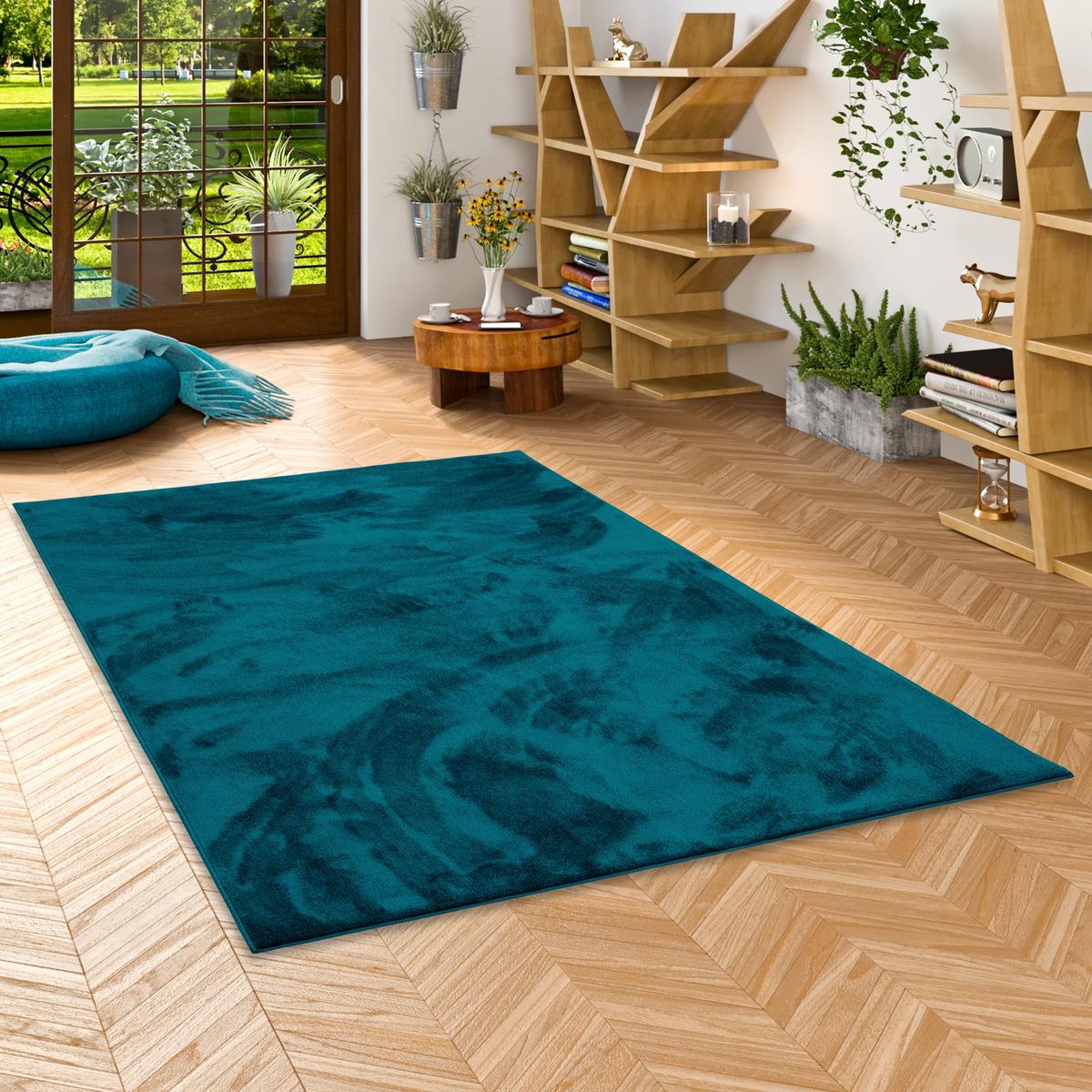 HOCHFLOR LANGFLOR TEPPICH SUPER SOFT MELIA - Petrol, Textil (140/200cm) - Pergamon