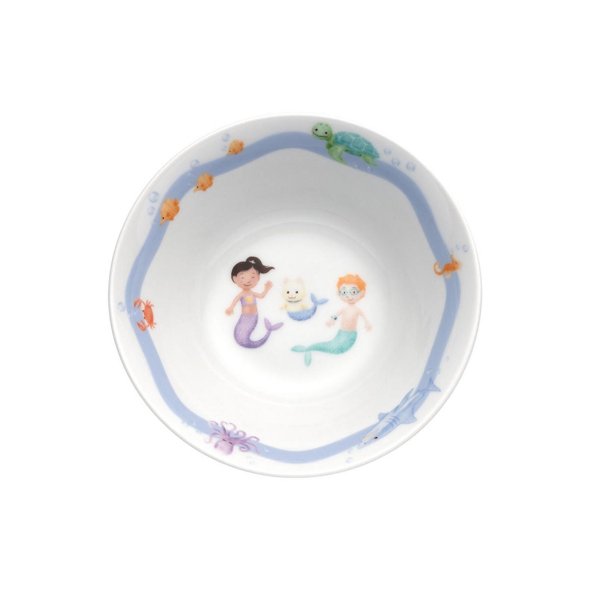 KINDERGESCHIRR SET MIT BESTECK BAMBINI AVVENTURA Meer - Hellblau, Keramik/Kunststoff (2/2/2cm) - Leonardo Living