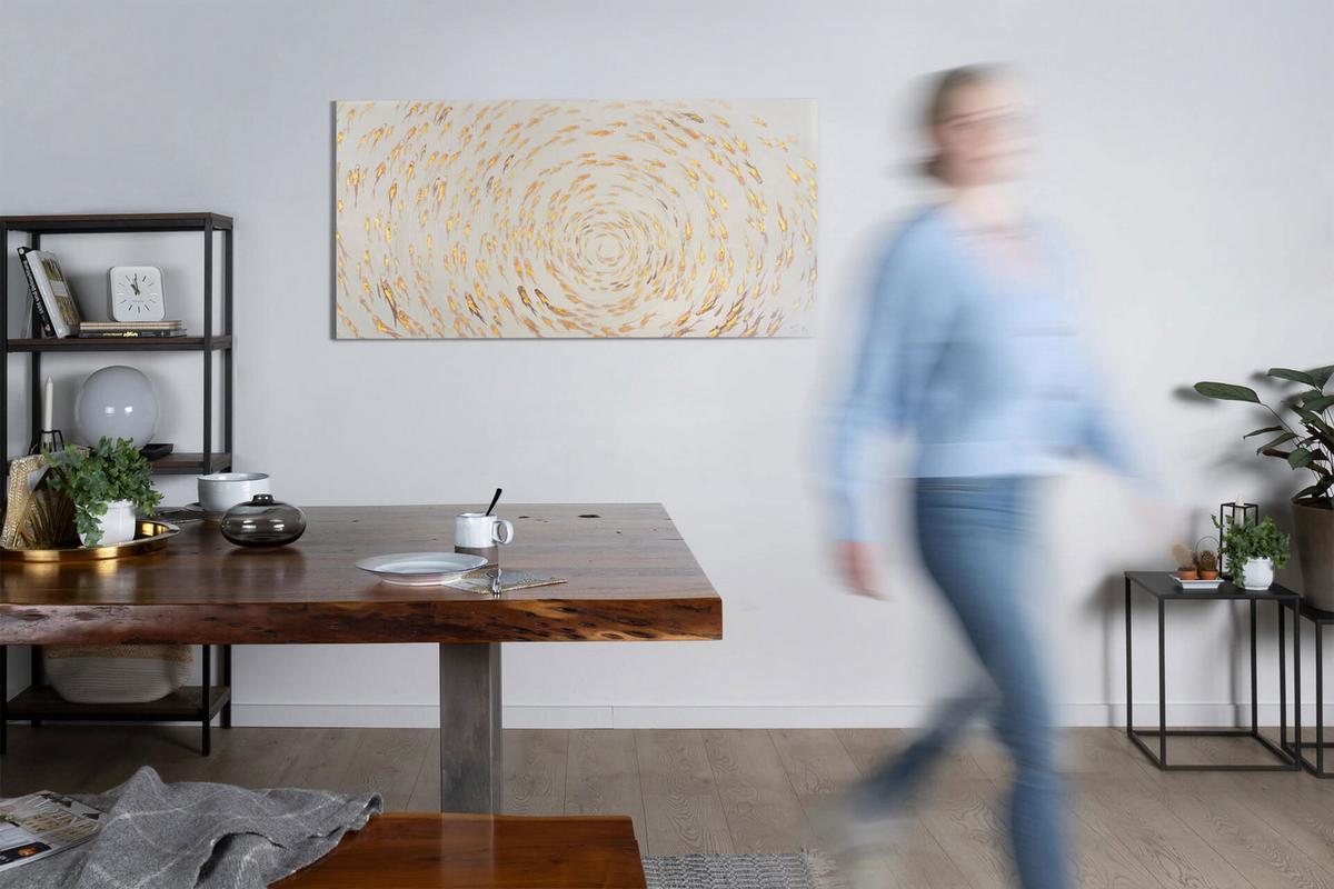 ÖLGEMÄLDE 140/70 cm - Beige/Goldfarben, Holz/Textil (140/70cm) - KUNSTLOFT