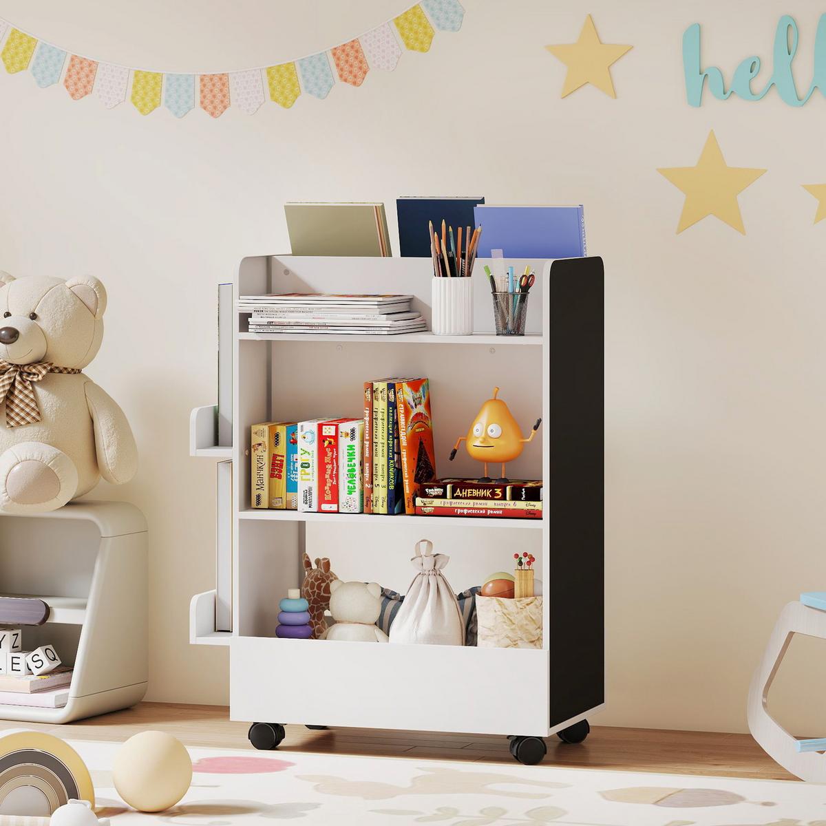 KINDER-BÜCHERREGAL MDF Weiß - Weiß, Holzwerkstoff (32.5/86.5/66.5cm) - AIYAPLAY