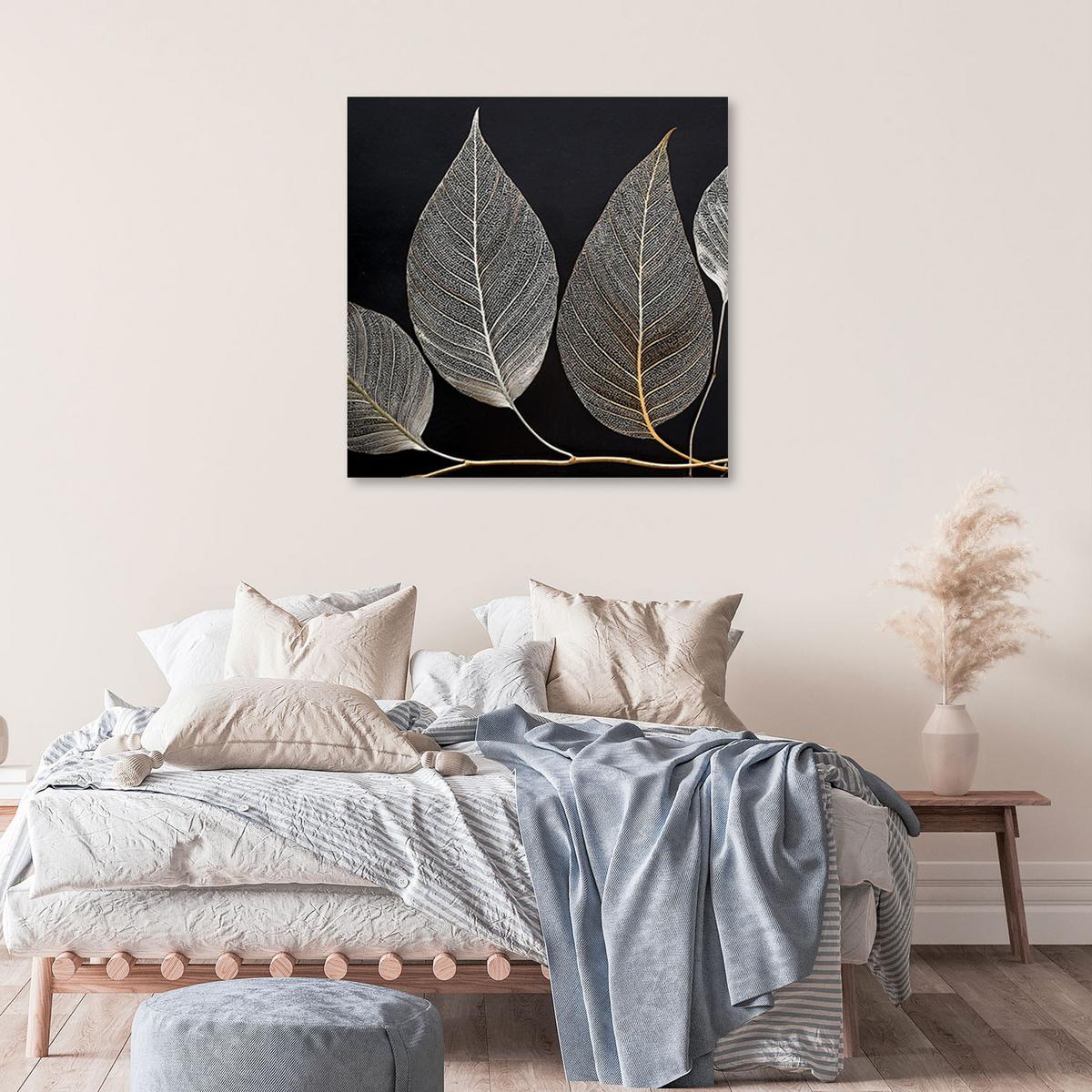 LEINWANDBILD Minimalismus hinterlässt Zweig Glamour Silber 30x30cm - Silberfarben, Textil (30/30cm) - Feeby