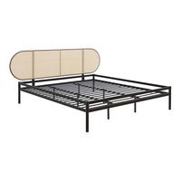 METALLBETT Linköping - Beige/Schwarz, Metall (180/200cm) - [en.casa]