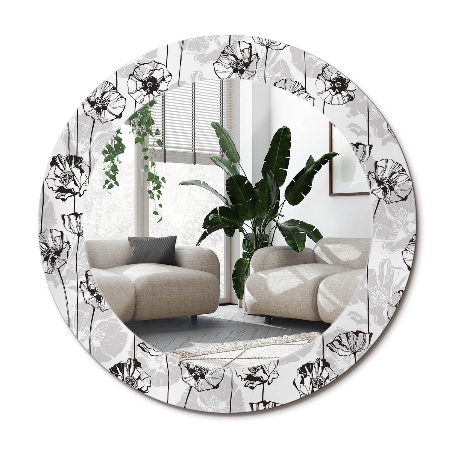 SPIEGEL Rund Ø 60 cm mit Aufdruck - Weiß, Glas (60/60/0.4cm) - Wallfluent