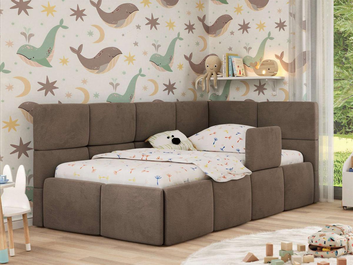 POLSTERBETT ARVO ALTA 90/200 - Braun Velvet - Multitaschenfederkernmatratze - Rechts - Braun, Textil (90/200cm) - MKS
