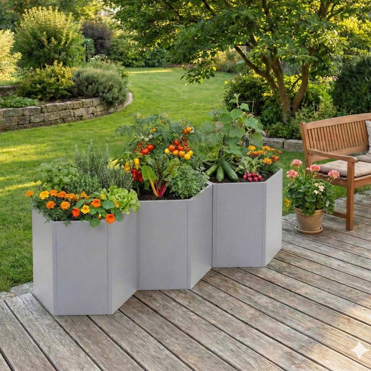 HOCHBEET 3ER-SET Grau 3er-Set-Set - Grau, Metall (264/77/100cm) - MCW