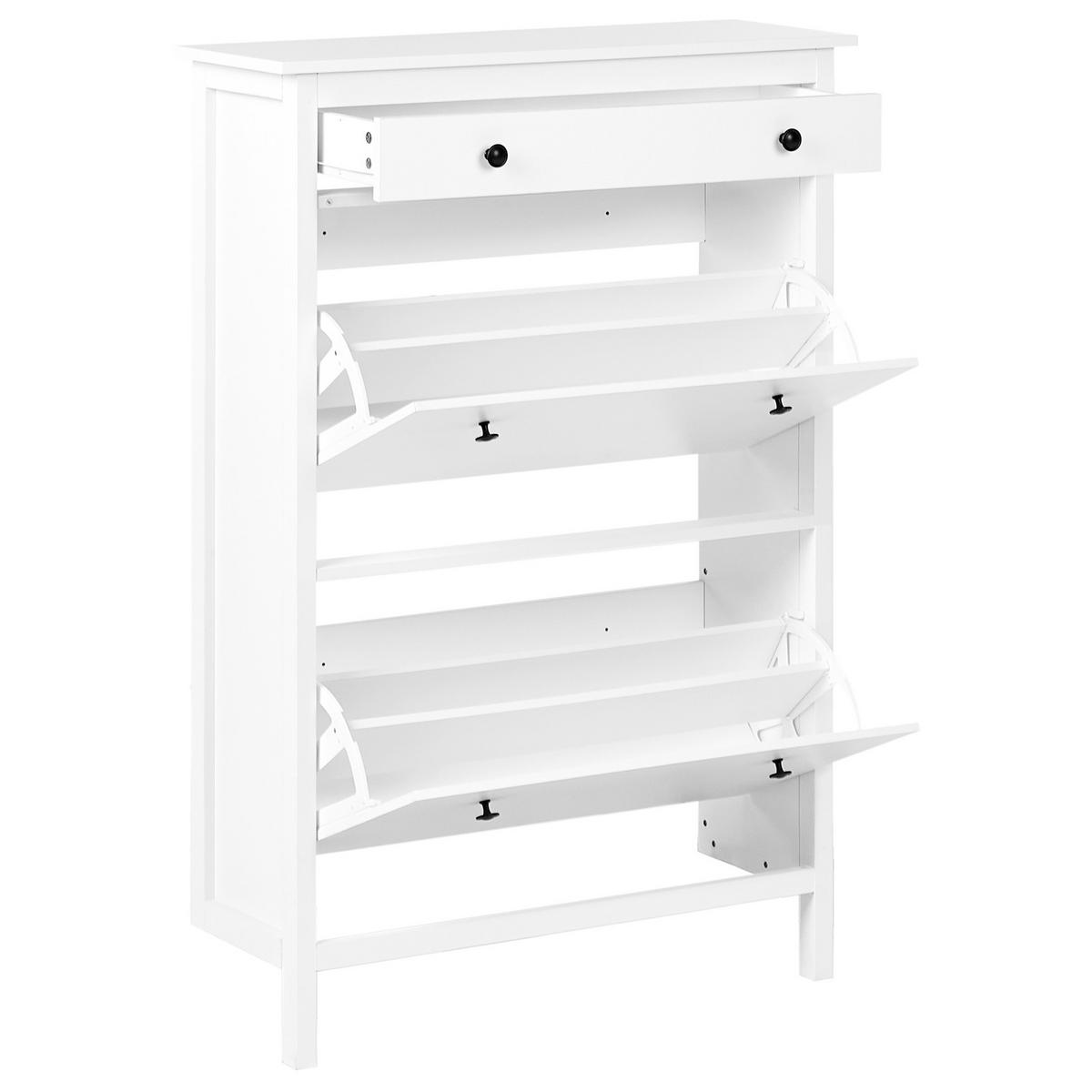 SCHUHSCHRANK Weiß Gibson - Weiß, Holzwerkstoff (89/127/30cm) - Beliani