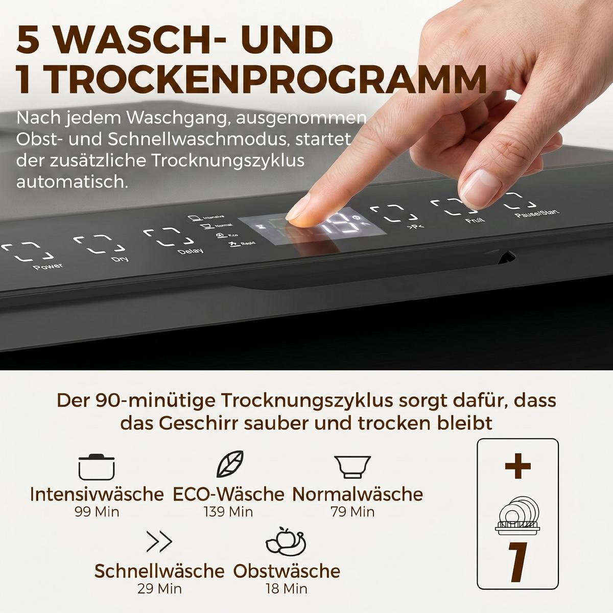 TISCHGESCHIRRSPÜLER Kunststoff Hartglas Schwarz - Schwarz, Kunststoff (44/45.8/45cm) - HOMCOM