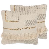 DEKOKISSEN 2er-Set Hellbeige 45/45 cm Vayali - Beige, Naturmaterialien/Textil (45/45cm) - Beliani
