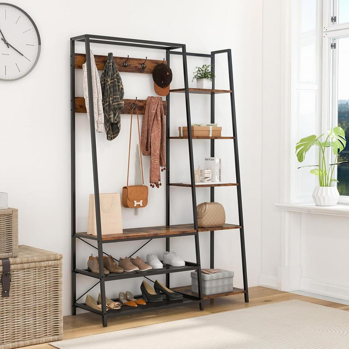 GARDEROBENSTÄNDER 180cm Schwarz - Schwarz, Holz (118/180/40cm) - COSTWAY