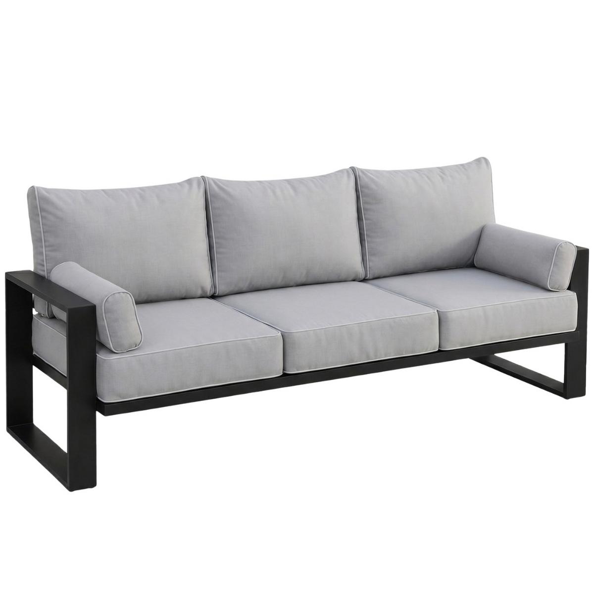 GARTENSET Verdino 3+1+1 mit Metallrahmen grau - Hellgrau, Metall - Beautysofa
