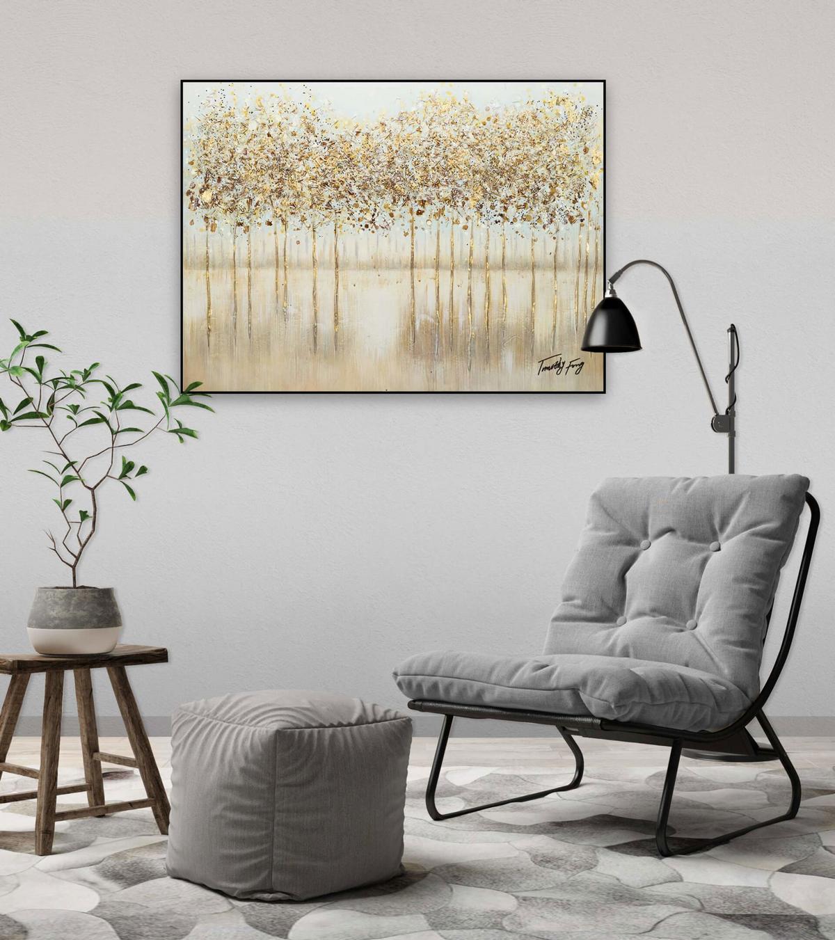 ACRYLBILD HANDGEMALT 100/75 cm - Goldfarben/Kupferfarben, Holz/Textil (100/75cm) - KUNSTLOFT