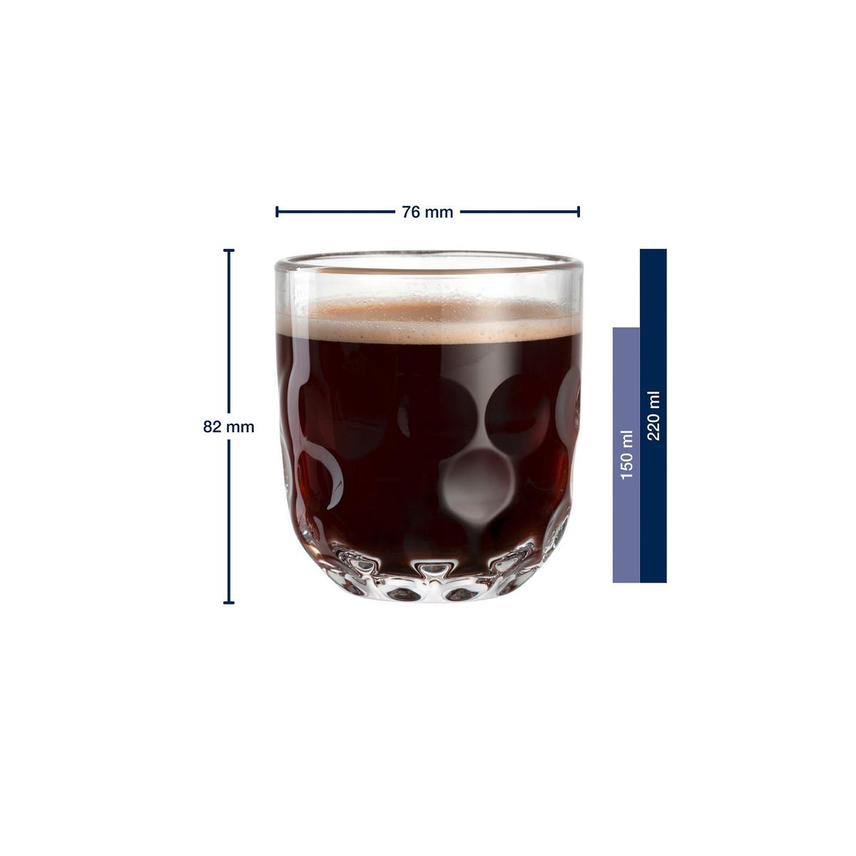 KAFFEEGLÄSER (1) Gocce transparent 220 ml 2er Set - Transparent, Glas (7.6/8.5/7.6cm) - Leonardo Living