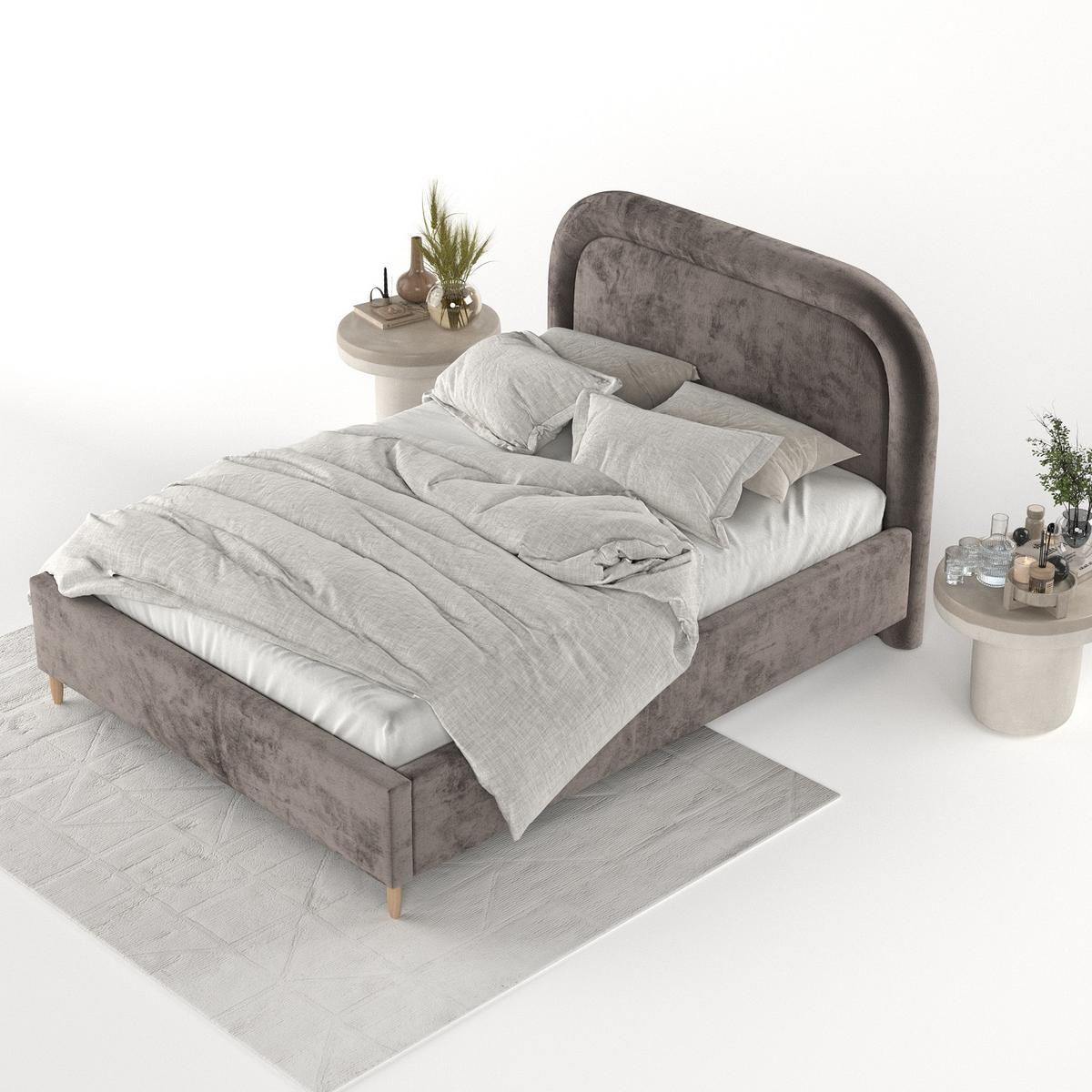 POLSTERBETT Zoya 160/200 cm Braun im Lotta Stoff - Naturfarben/Braun, Holz/Holzwerkstoff (160/200cm) - AltaBeds