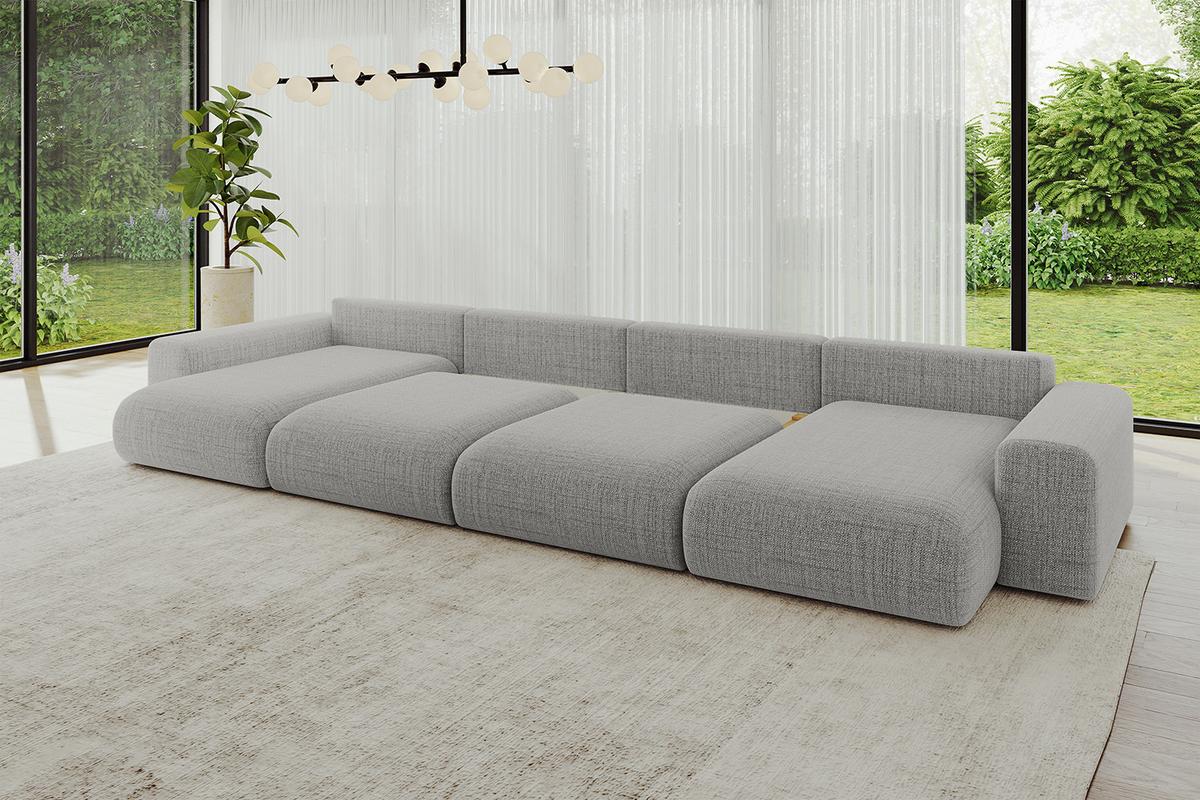 WOHNLANDSCHAFT mit Schlaffunktion ESKAR-U2-464x176x72cm Hellgrau - Graphitfarben, Holzwerkstoff/Kunststoff (176/72/464cm) - ALTDECOR