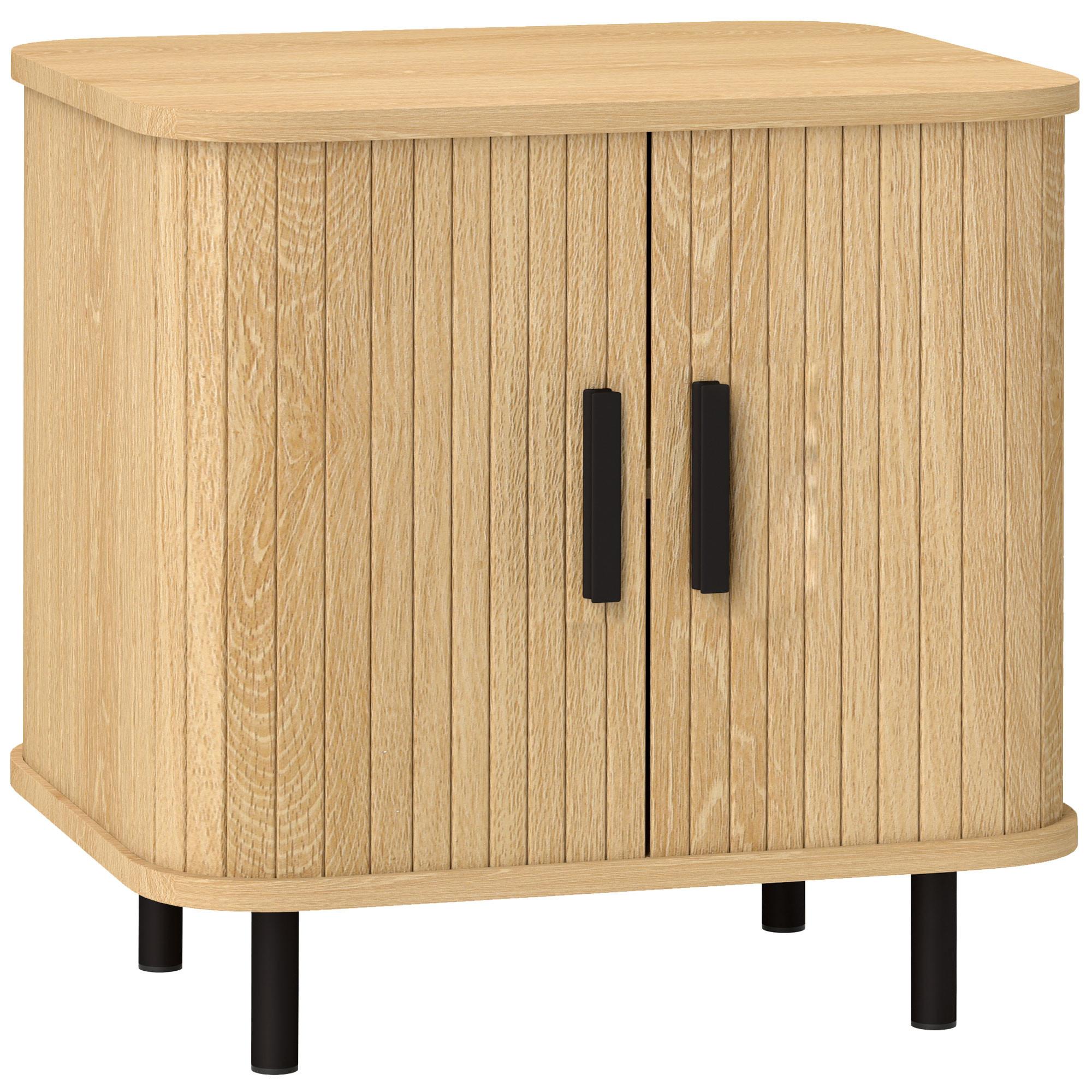 NACHTTISCH MDF Eiche - Eichefarben/Schwarz, Holzwerkstoff/Metall (48/40/48cm) - HOMCOM