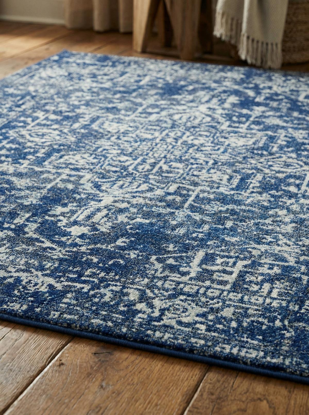 TEPPICH LODI-Lambro, im Vintage-Stil, Dunkelblau, 120 x 170 cm - Blau, Textil (120/170cm) - KADIMA DESIGN