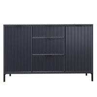 KOMMODE klein Aufbewahrungsschrank mit 3 Schubladen und 2 Türen, Blau - Blau, Holzwerkstoff (135/87/41cm) - Idohome