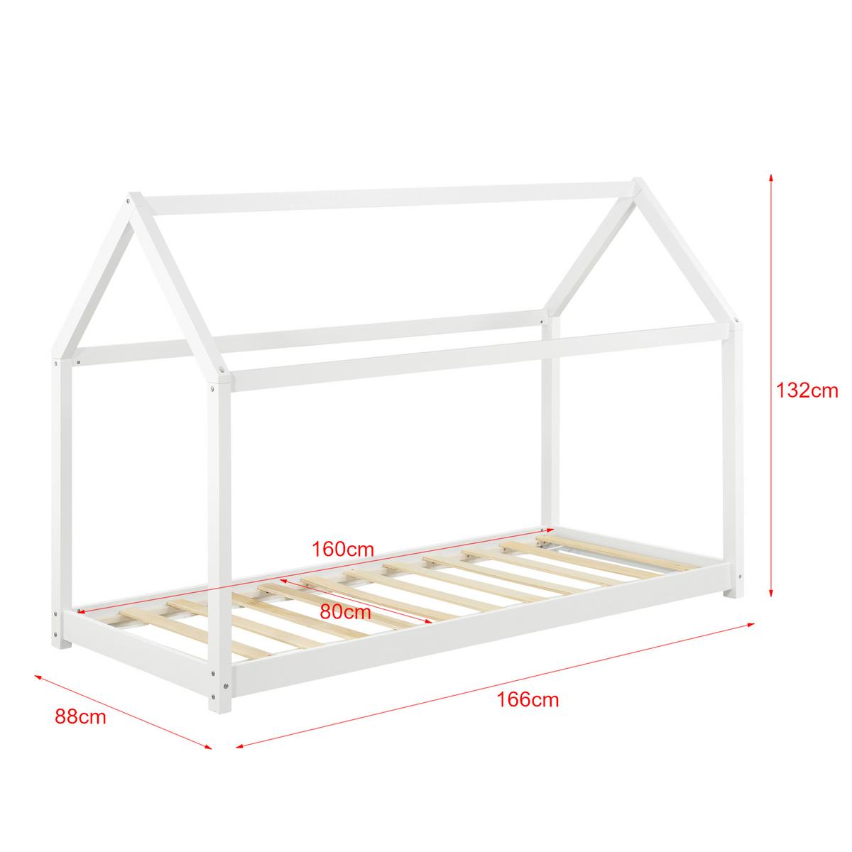 HAUSBETT Netstal - Weiß, Holz (80/160cm) - [en.casa]