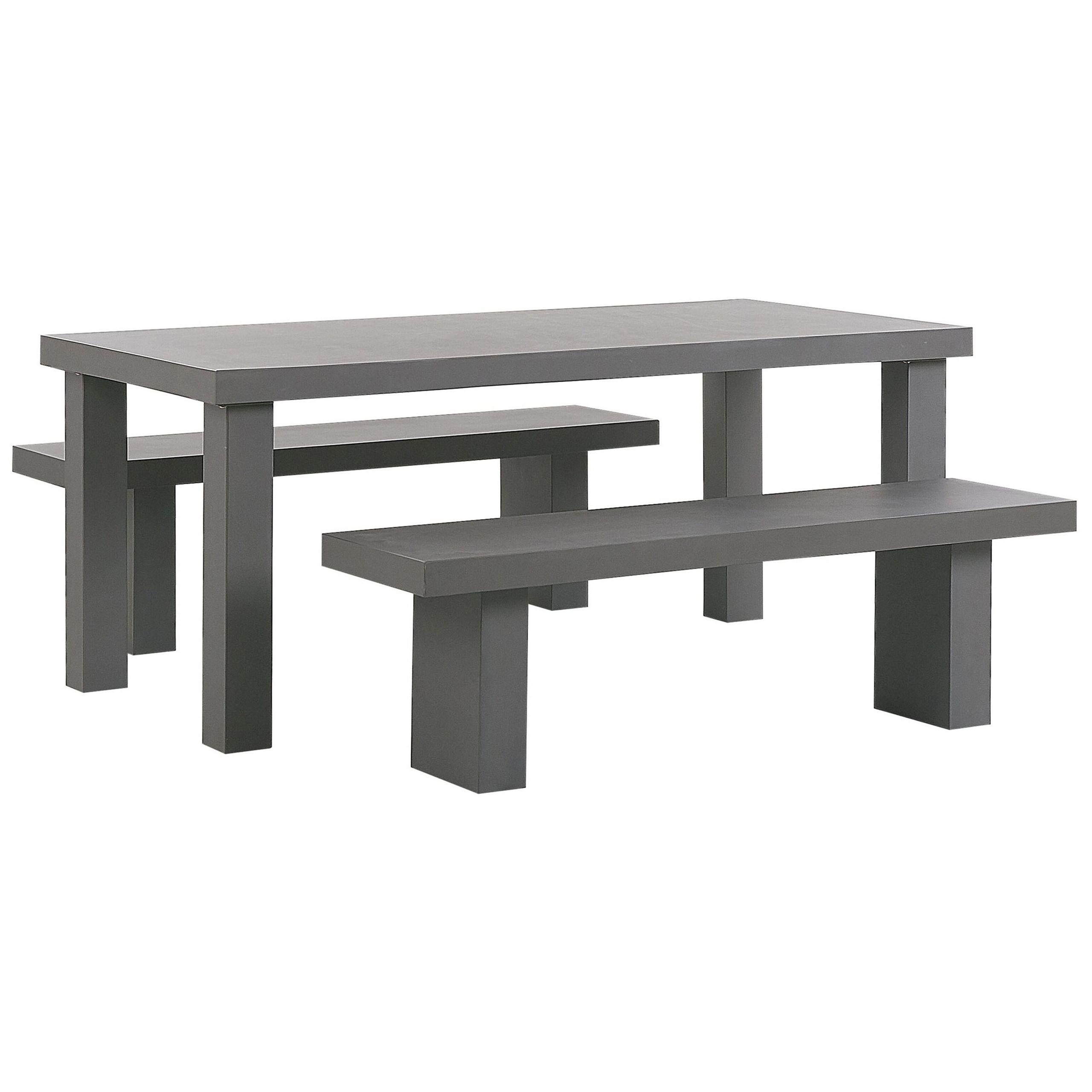 GARTENMÖBEL SET Beton Grau Tisch mit 2 Bänken Taranto - Grau, Stein - Beliani
