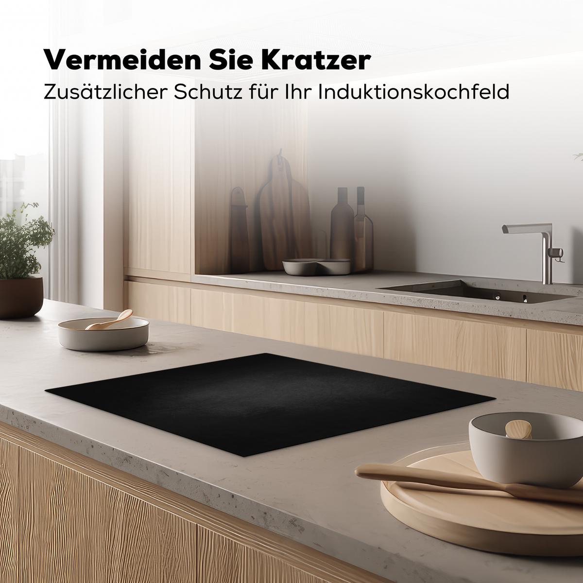 HERDABDECKPLATTE Beton - Schwarz - Grau - Strukturiert - Industriell Herdabdeckung Induktionsfeld 65x52 cm - Graphitfarben, Kunststoff (65/52/0.2cm) - MuchoWow