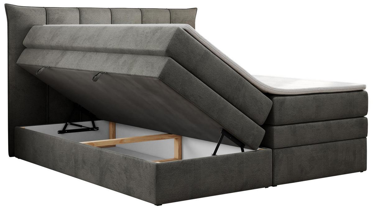 BOXSPRINGBETT PREMIUM 10 KING 180/200 Dunkelgrau Velvet - H3 - Dunkelgrau, Holz/Textil (180/200cm) - MKS
