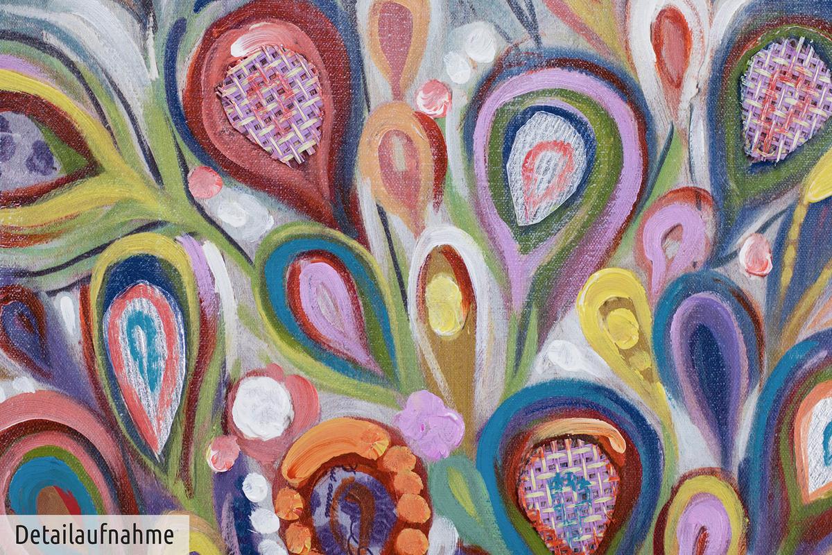 ACRYLBILD HANDGEMALT 70/100 cm - Blau/Gelb, Holz/Textil (70/100cm) - KUNSTLOFT
