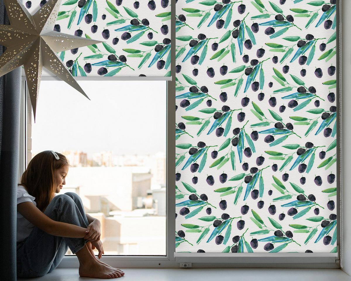 INNENROLLO - Fensterrollo - Rollo - 80x180 cm - Blätter und Pflaumen - Violett, Kunststoff (80/180/0.5cm) - TULUP