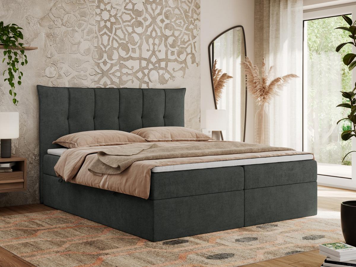 BOXBETT PREMIUM 10 140/200 Dunkelgrau Struktur - H4 - Dunkelgrau, Holz/Textil (140/200cm) - MKS