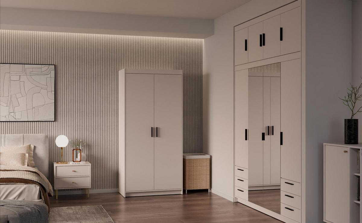 KLEIDERSCHRANK Storicos Beige 89,7/190,5/53 cm - Modern 2-türig - Beige, Holzwerkstoff/Kunststoff (89.8/190.6/53cm) - AX Living