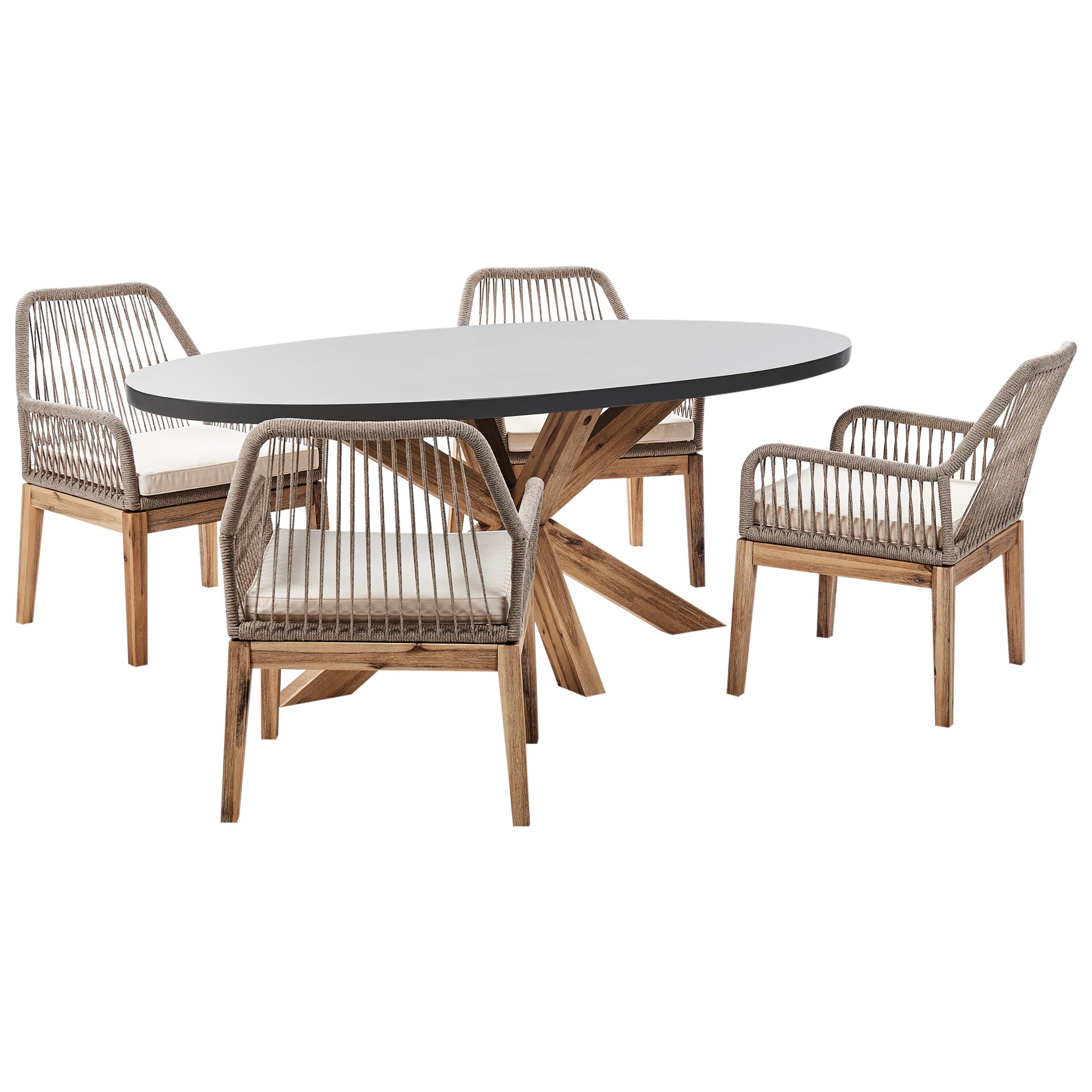 GARTENMÖBEL-SET 4-Sitzer Grau Oristano - Hellbraun/Beige, Stein - Beliani