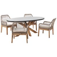 GARTENMÖBEL-SET 4-Sitzer Grau Oristano - Hellbraun/Beige, Stein - Beliani