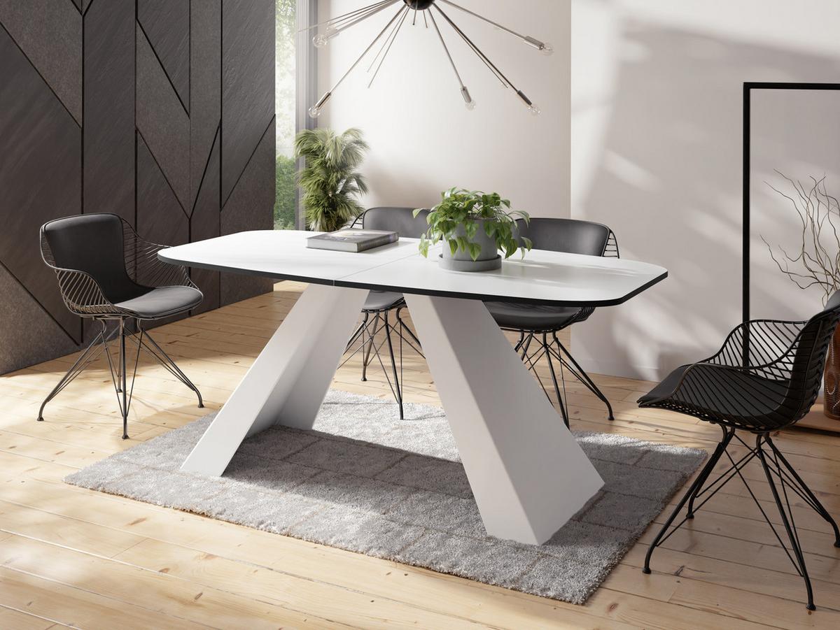 ESSTISCH Monte Weiß rechteckig ausziehbar, Weiß 160-200/80/76 cm - Weiß, Holzwerkstoff/Metall (80/198/76cm) - WFL GROUP