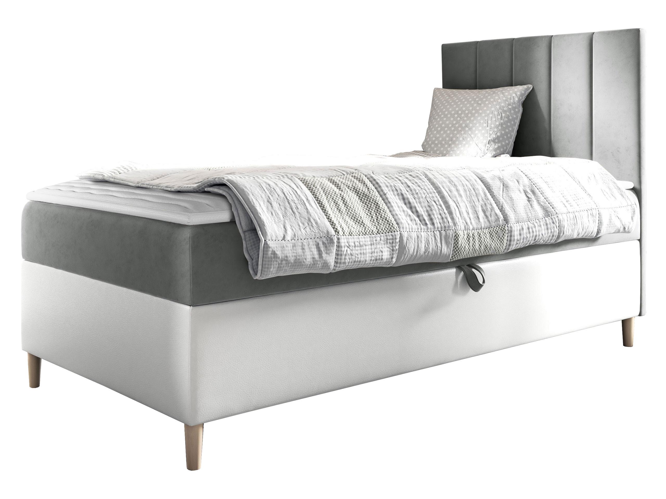 BOXBETT Maja Junior 1, Seite zum Öffnen des Bettkastens: Rechts - H3 - Weiß/Grau, Holz (80/200cm) - MIRJAN24