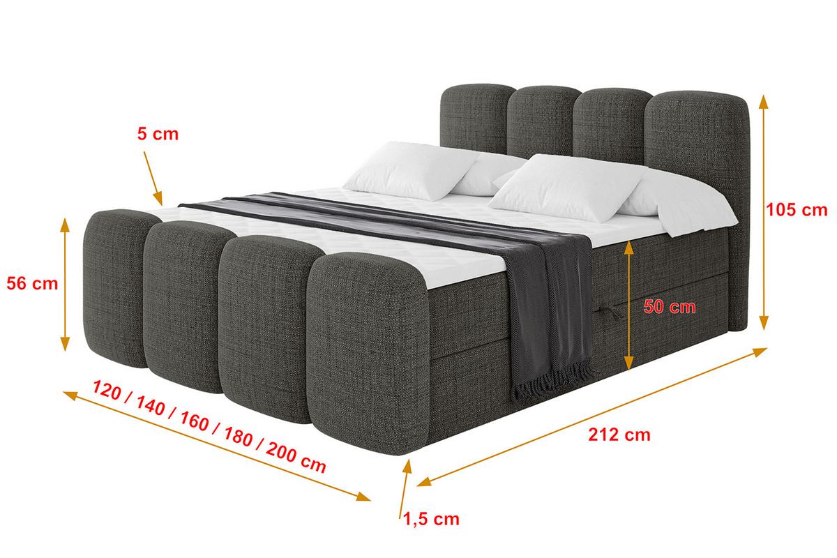 BOXBETT mit Matratze H4 und Lattenrost - NINA-Z - 160x200 cm - Grau - Grau, Holzwerkstoff (160/200cm)