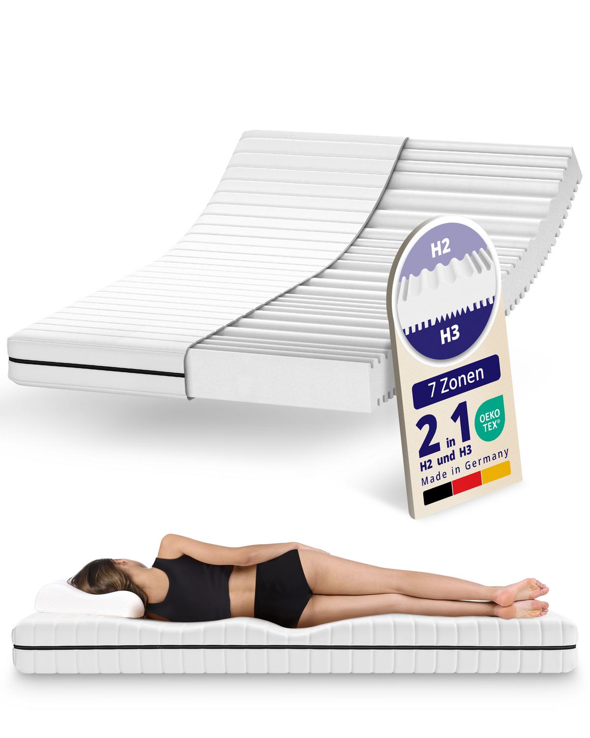WENDEMATRATZE 140x200 cm Kaltschaum 7 Zonen H2 H3 – ergonomische Matratze 13 cm Höhe mit waschbarem Bezug, Rollmatratze für Lattenrost - Weiß, Textil (140/200cm) - Mister Sandman
