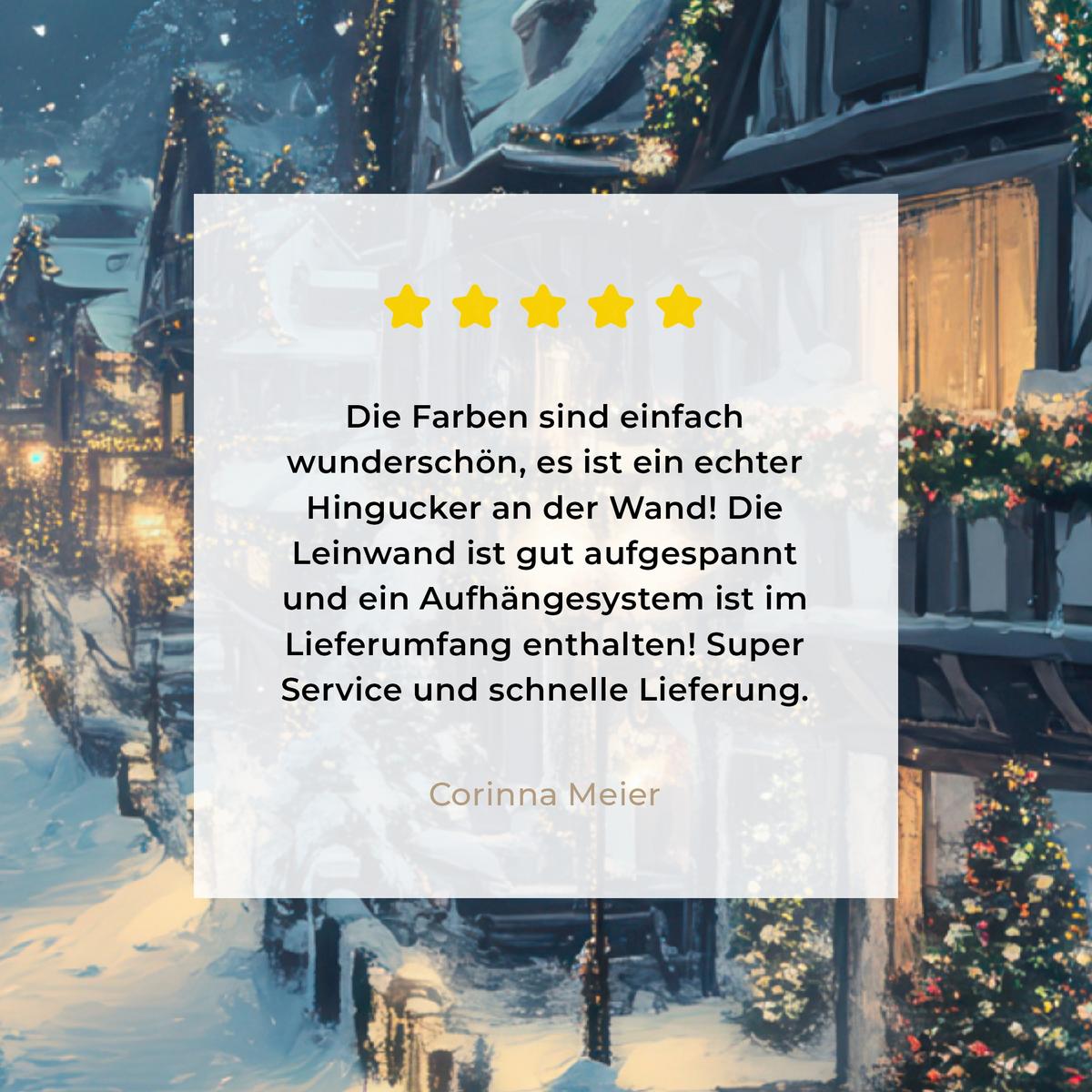 LEINWANDBILD Weihnachtsdorf - Weihnachten - Schnee - Winter Room Decor 30x40 cm - Dunkelblau, Textil (30/40cm) - MuchoWow