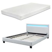 POLSTERBETT Paris mit Matratze und LED-Beleuchtung - Weiß, Textil (140/200cm) - Corium